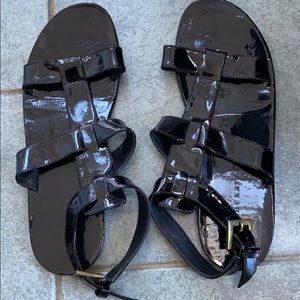 Jenni Kayne Black patent leather Grecian sandals